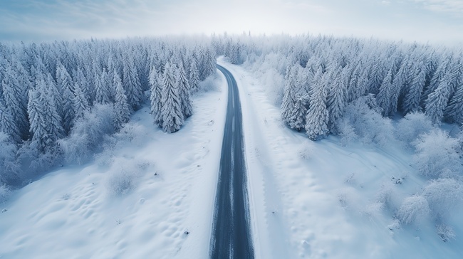 航拍冬天的森林雪景3背景图片图片