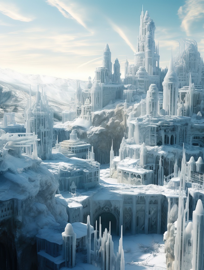 寒潮极寒冰封的城市9背景素材图片