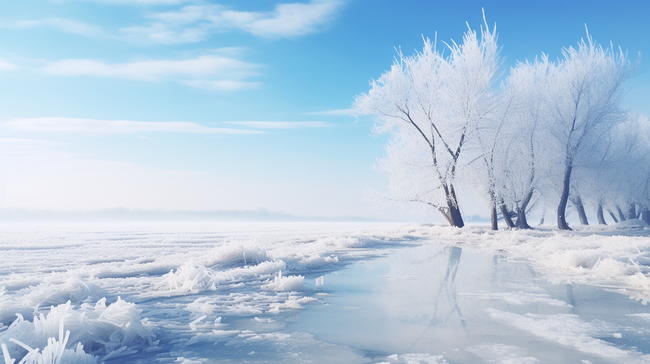 蓝天冬天冰雪世界冰天雪地风景16背景素材图片