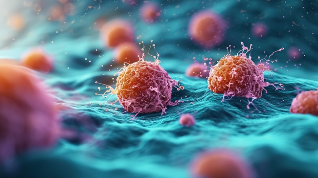 显微镜下癌症细胞素材图片