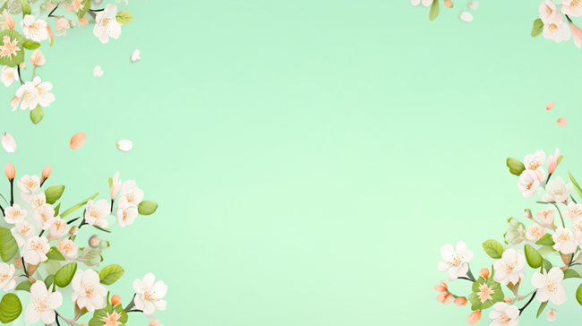 绿色小清新图框有花朵的背景图28图片