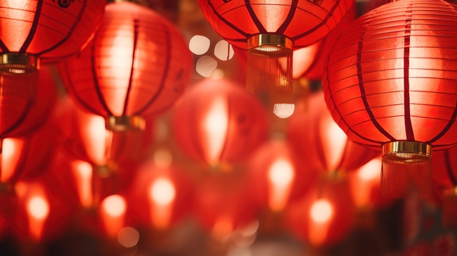 春节挂起的红色灯笼设计图图片