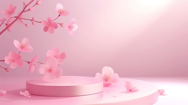 3D几何形状粉色电商展台素材图片