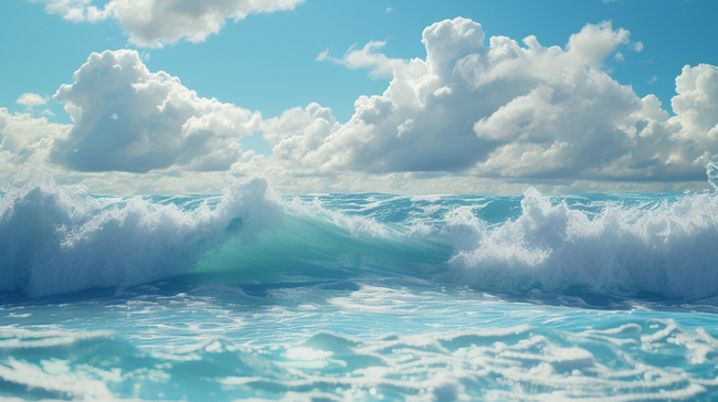 蓝天白云大海沙滩海浪的背景图14图片