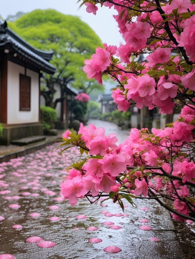 江南风光古镇的春天雨水图片图片