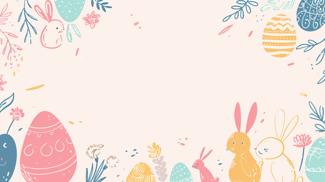 彩色手绘复活节涂鸦彩蛋的背景15图片