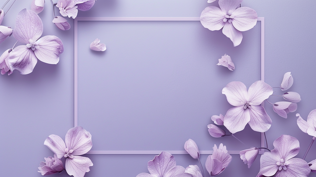 紫色女神节花朵唯美简约平铺的背景5图片