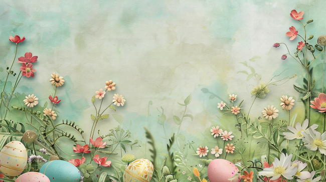 复活节彩蛋花朵创意背景1图片