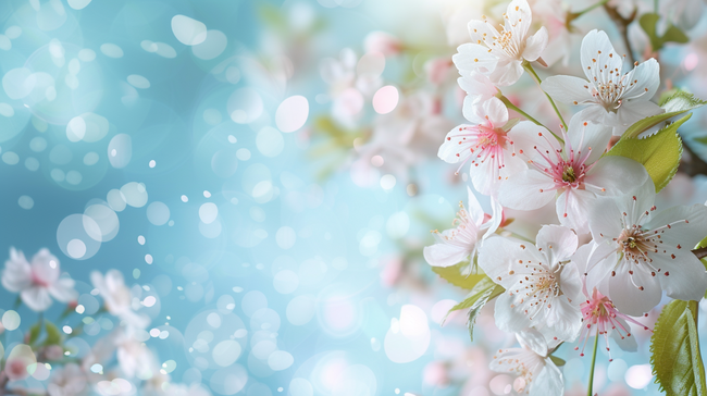 春季桃花盛开浪漫唯美背景-图片