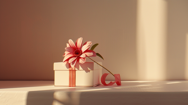 粉色唯美质感女神节礼物花朵的图片2图片