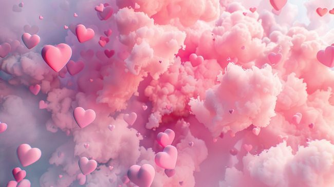 粉色梦幻气球爱心天空升起的背景12图片