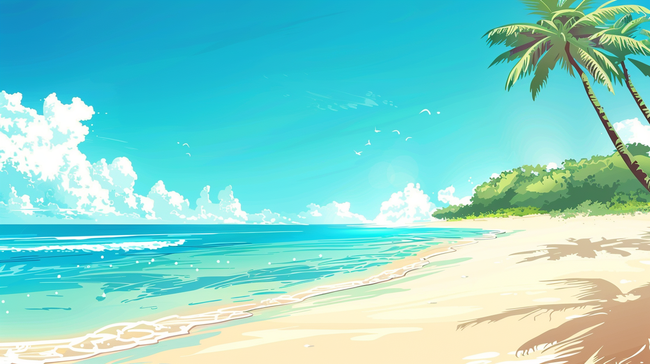 清新蓝色大海海水海浪沙滩的背景图片