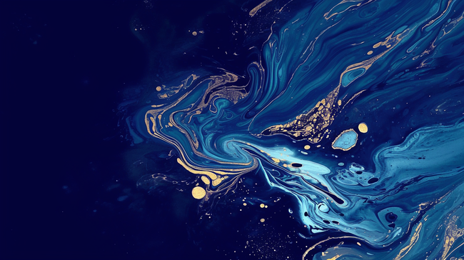 蓝金深色新中式鎏金流体抽象山川纹理背景图片