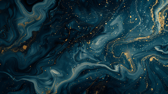 蓝金深色新中式鎏金流体抽象山川纹理素材图片