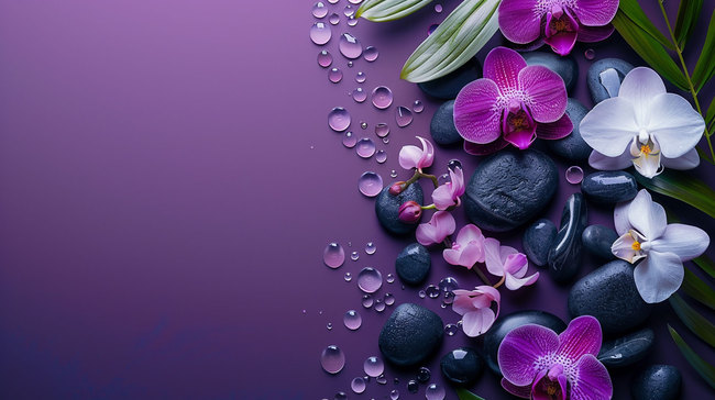 紫色花朵合成创意素材背景图片