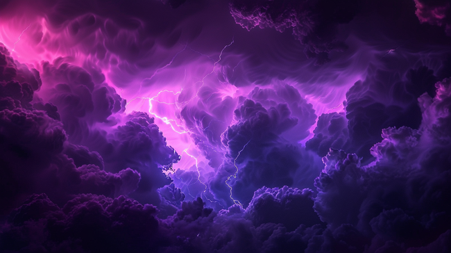 紫色雷云闪电合成创意素材背景图片