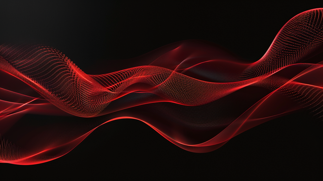 抽象的黑色背景上有红色波浪背景图片