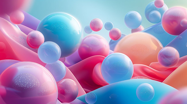 七彩水珠泡泡合成创意素材背景图片