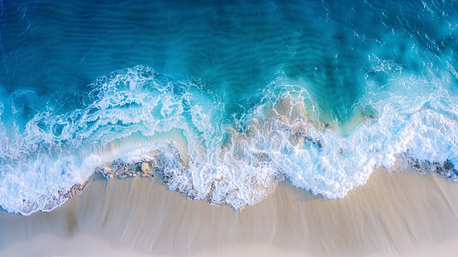 夏季海边沙滩海浪休闲背景图片