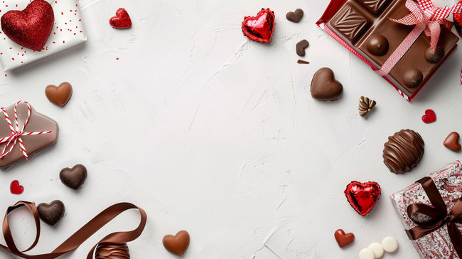 爱心巧克力简约合成创意素材背景图片