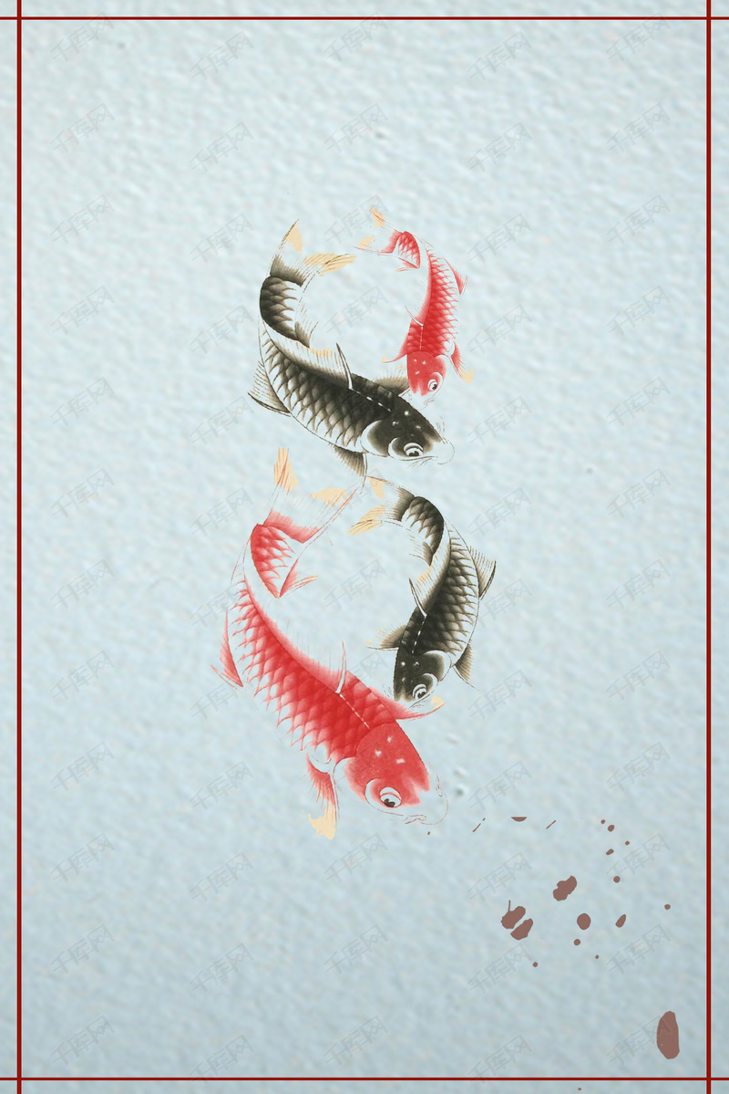 转发锦鲤祈福幸运古风海报背景图片免费下载_