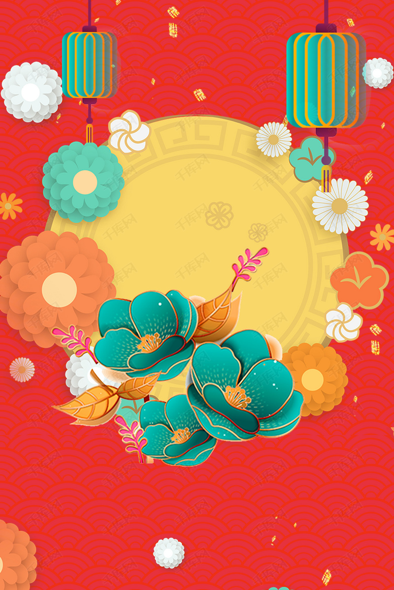 新年喜庆红色春节猪年烫金背景海报背景图片免