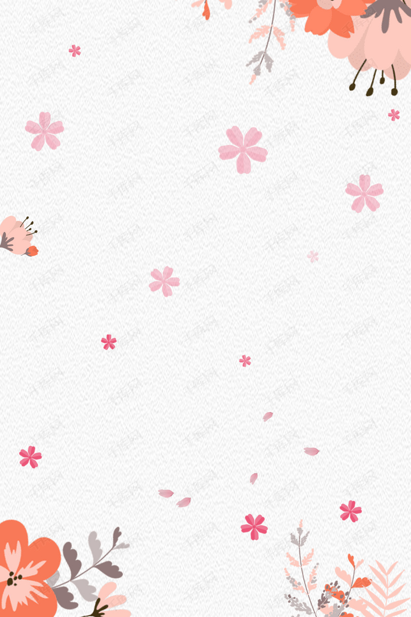 小清新手绘花朵花瓣边框海报背景图片免费下载
