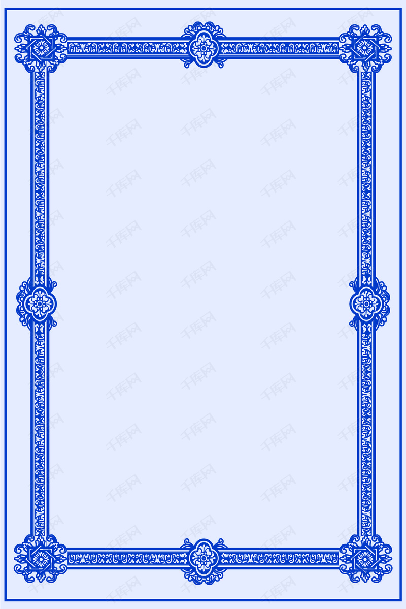 简约蓝色中国风边框通用背景素材背景图片免费