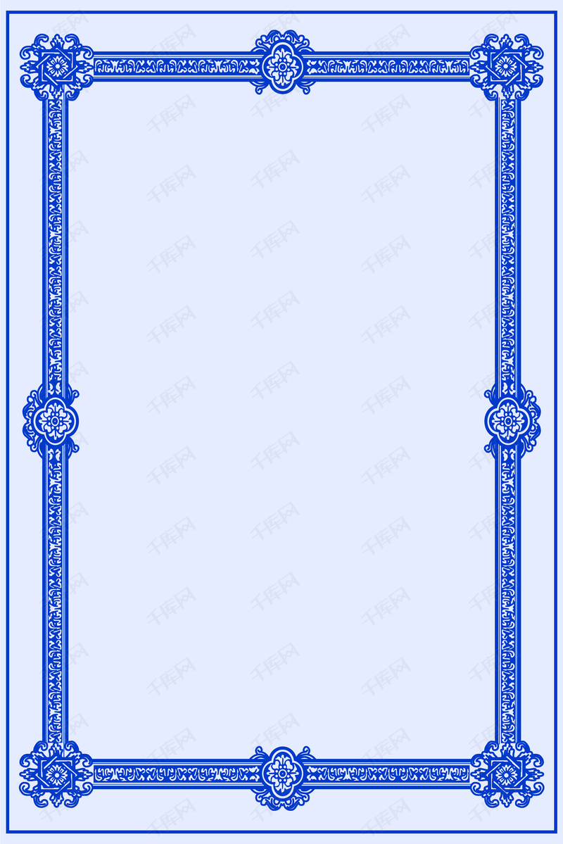 简约蓝色中国风边框通用背景素材背景图片免费