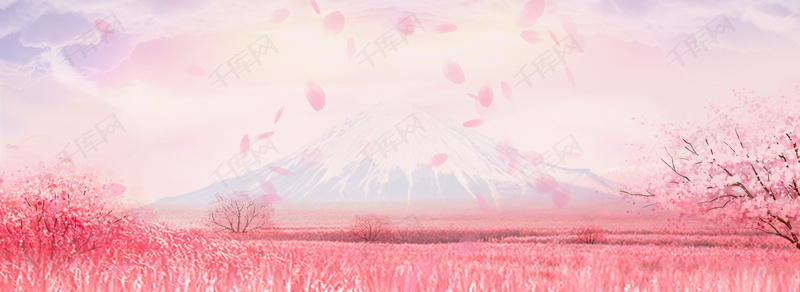 唯美浪漫樱花季banner背景图片免费下载_海报