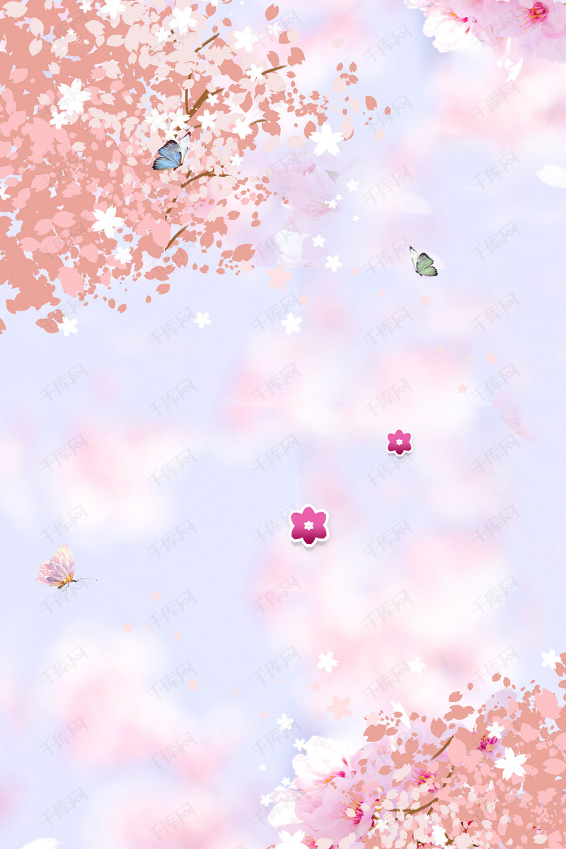 小清新浪漫樱花季平面素材背景图片免费下载_
