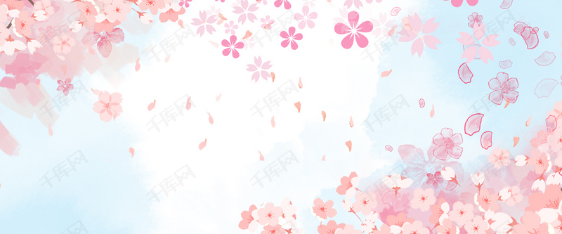 樱花节唯美浪漫蓝色水彩背景图片免费下载_海