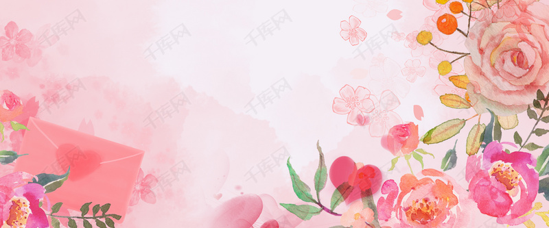 唯美浪漫小清新鲜花粉色38妇女节背景图片免