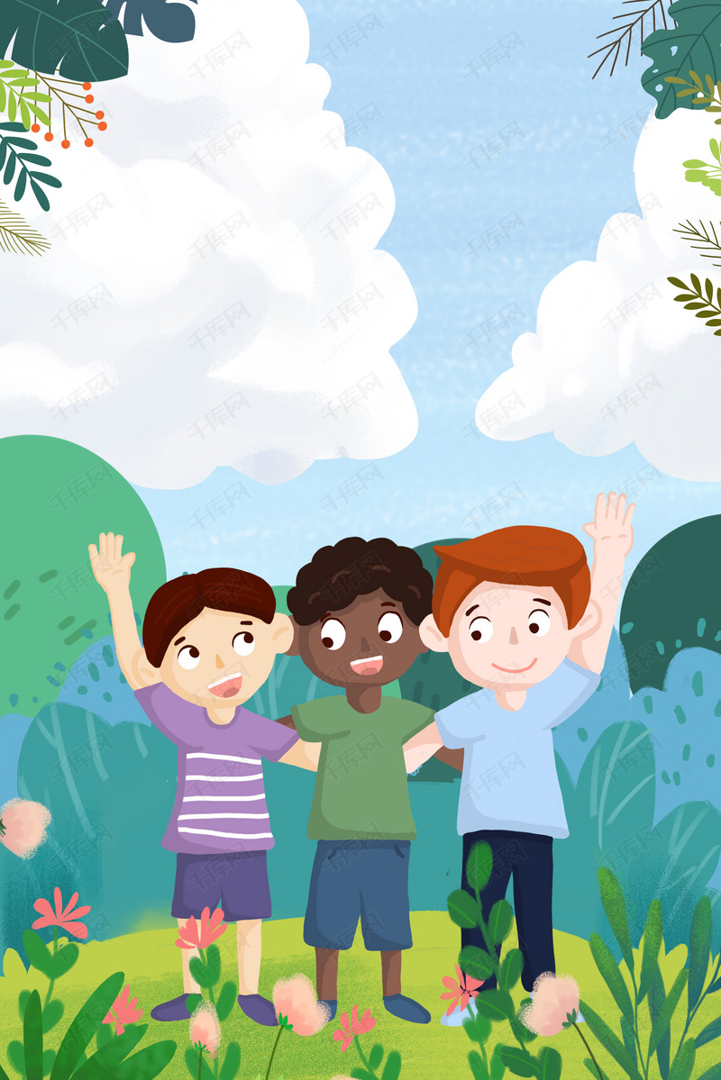 消除种族歧视国际日不同种族儿童海报背景图片