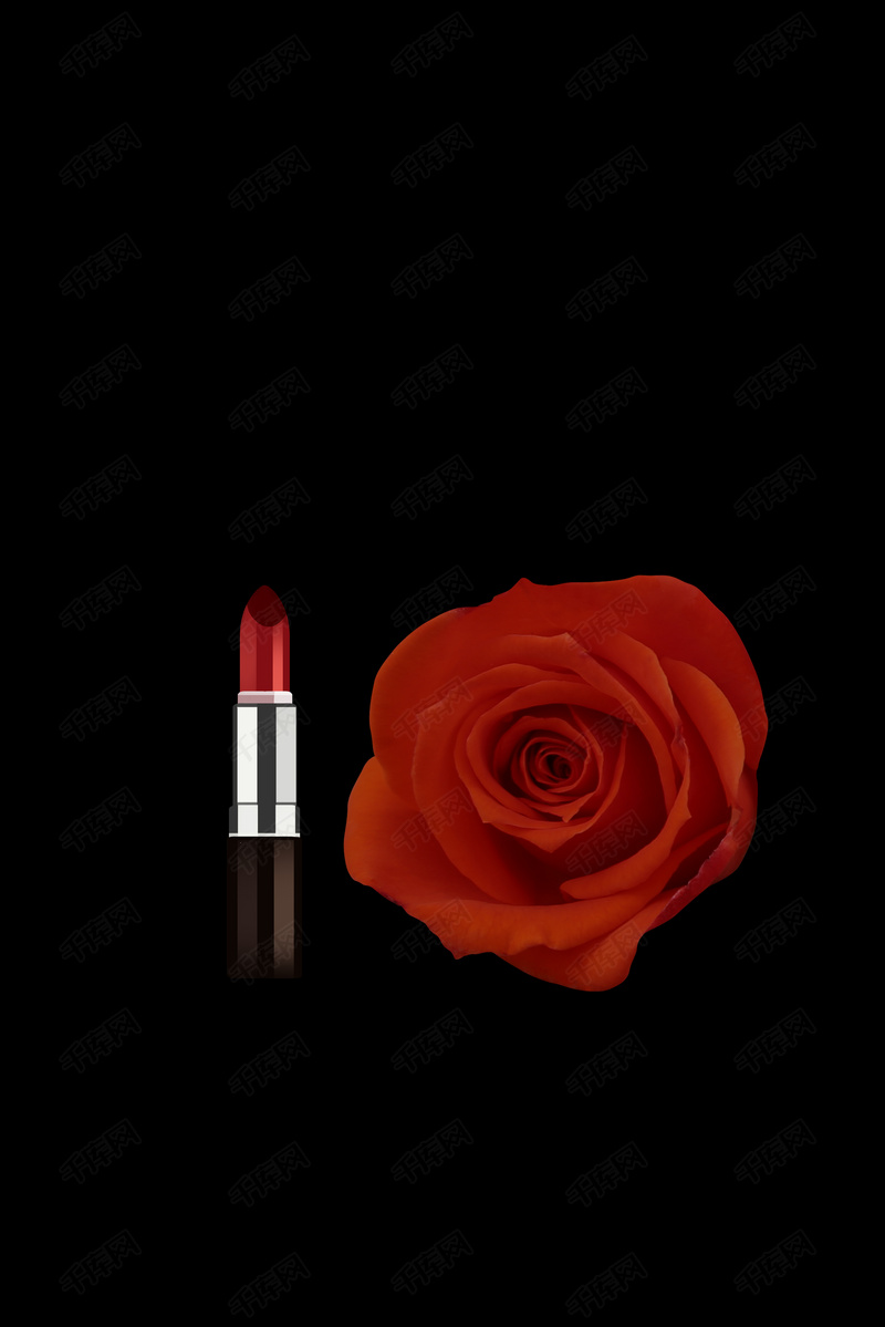 商务红色花朵口红H5背景图片免费下载_H5背