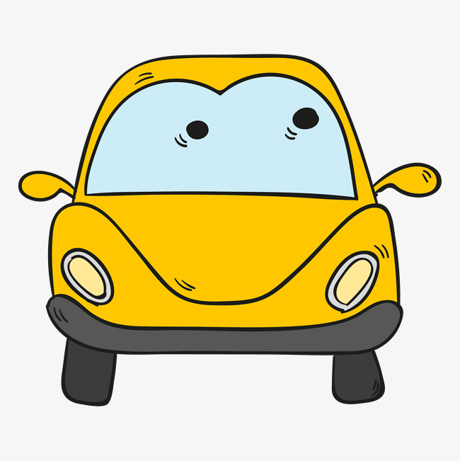 卡通黄色小汽车简笔画矢量素材图片免费下载_