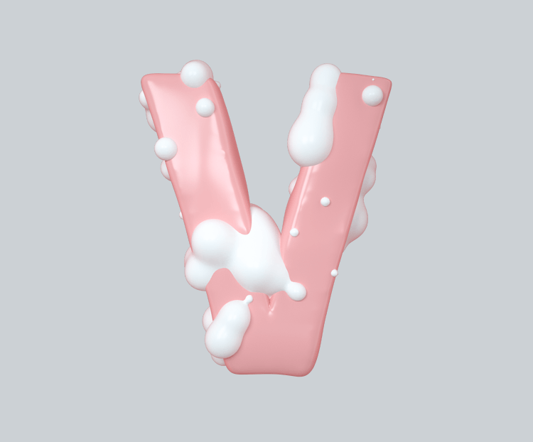 C4D粉嫩奶油蛋糕立体字母V元素