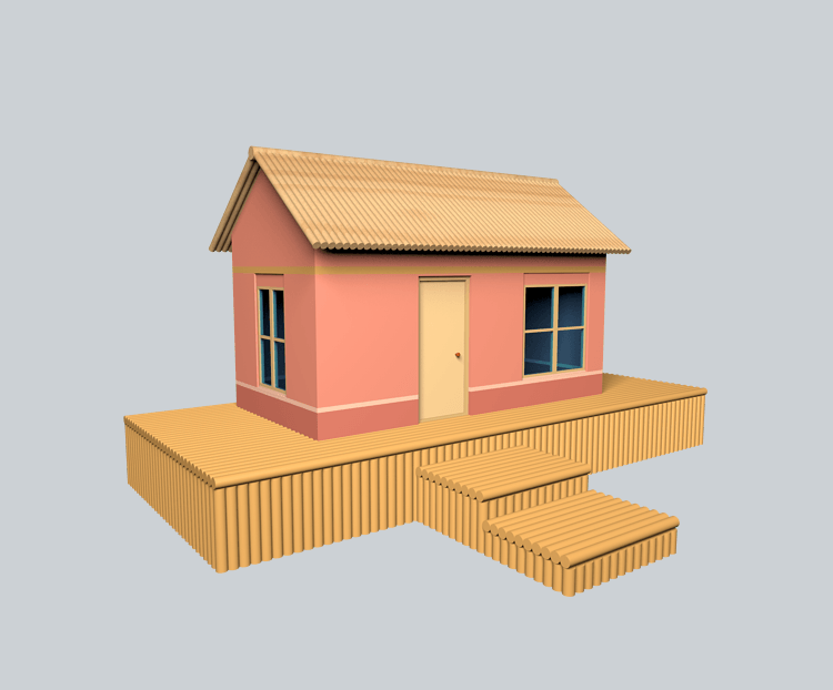c4d房屋3d立体图形木房子
