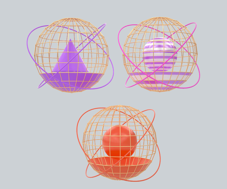 C4D立体几何图形漂浮元素