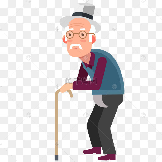 重阳节深色拄拐杖的老人图片