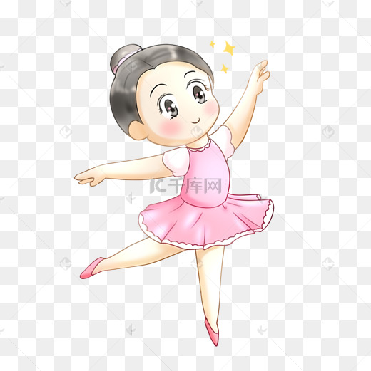 跳舞的小女孩手绘卡通png图片