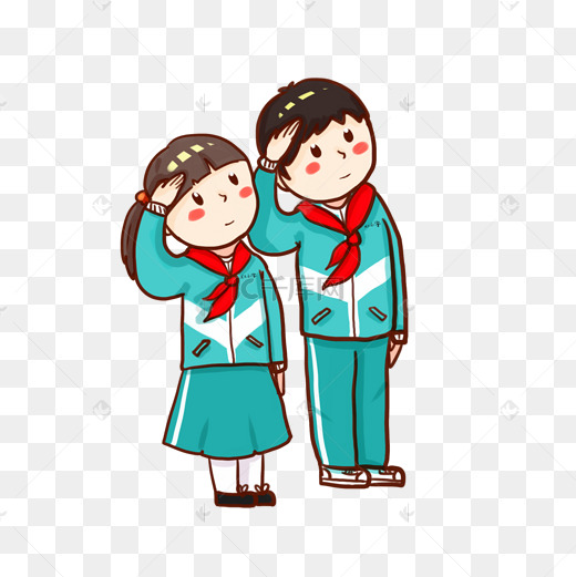 爱国敬礼的戴红领巾穿校服小学生png图片