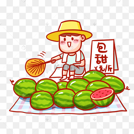 夏季摆地摊卖西瓜图片