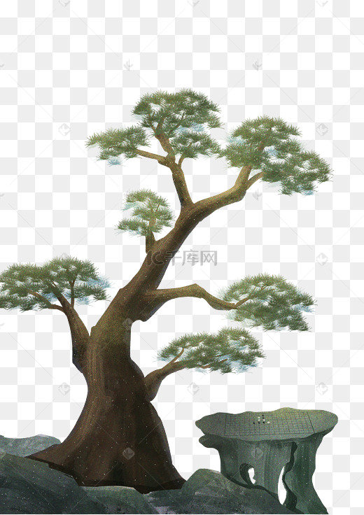 手绘假山