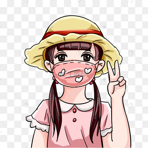 戴口罩的小女孩图片