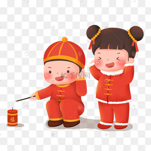 新年小孩放鞭炮迎新年图片