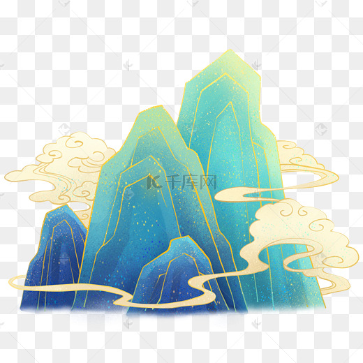 免抠元素 山水油墨图 艺术字背景 摄影图设计模板 ui界面插画