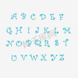 26英语字母免抠艺术字图片_千库原创立体蓝色钻石糖果免扣字母