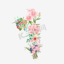 园艺鲜花免抠艺术字图片_时尚花纹花朵鲜花数字1