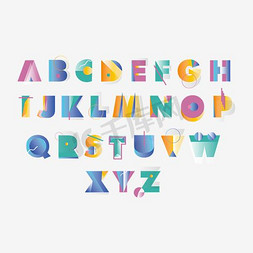 孟菲斯方框免抠艺术字图片_孟菲斯创意英文字母